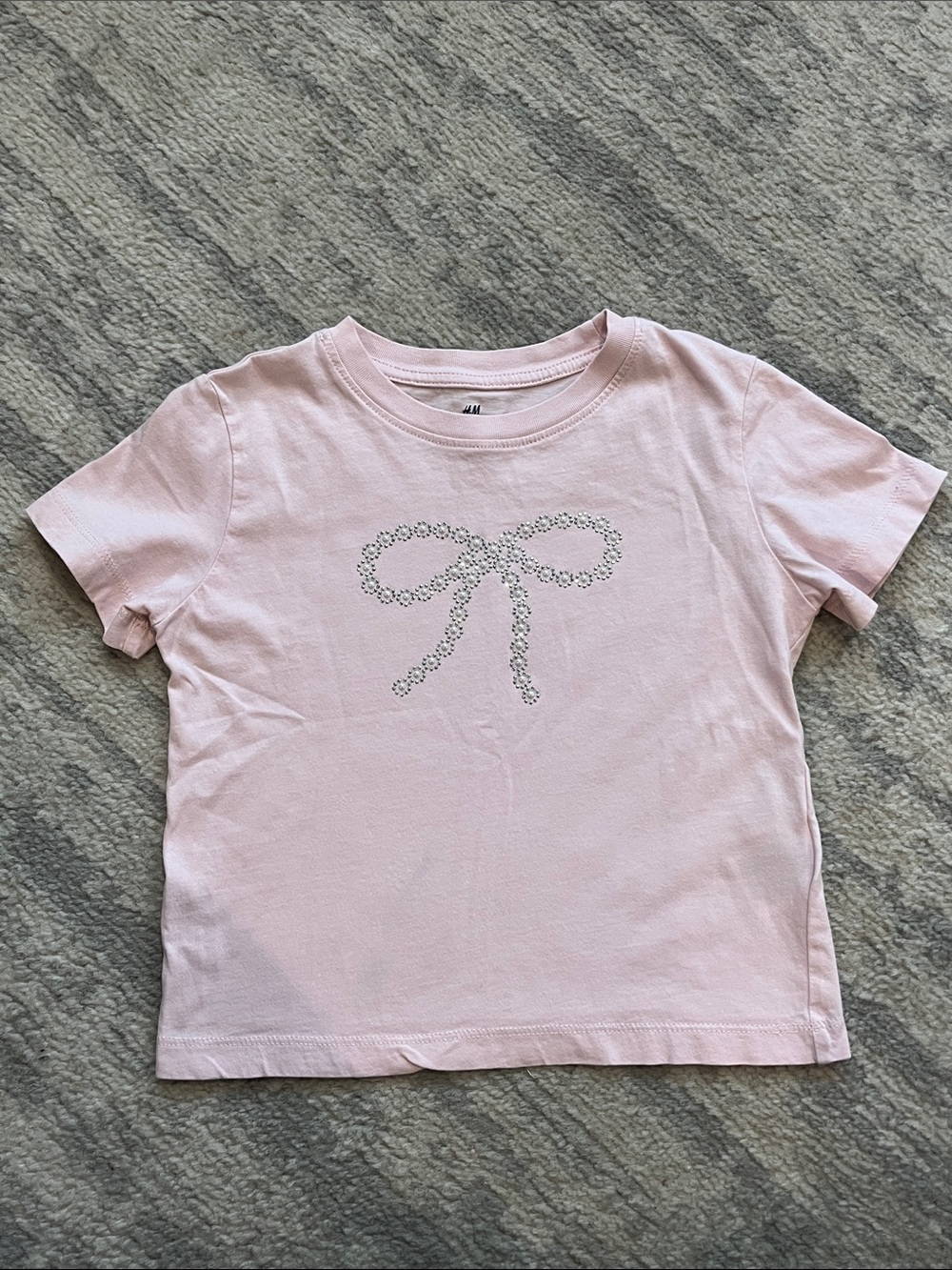 H&M Pink Tee with Rhinestone Bow